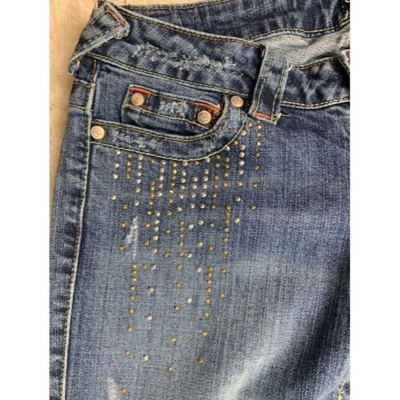 Clothes Compact Size 7 Womens Jeans Bling Flared Low Rise Med Stretch Di… - Picture 3 of 4